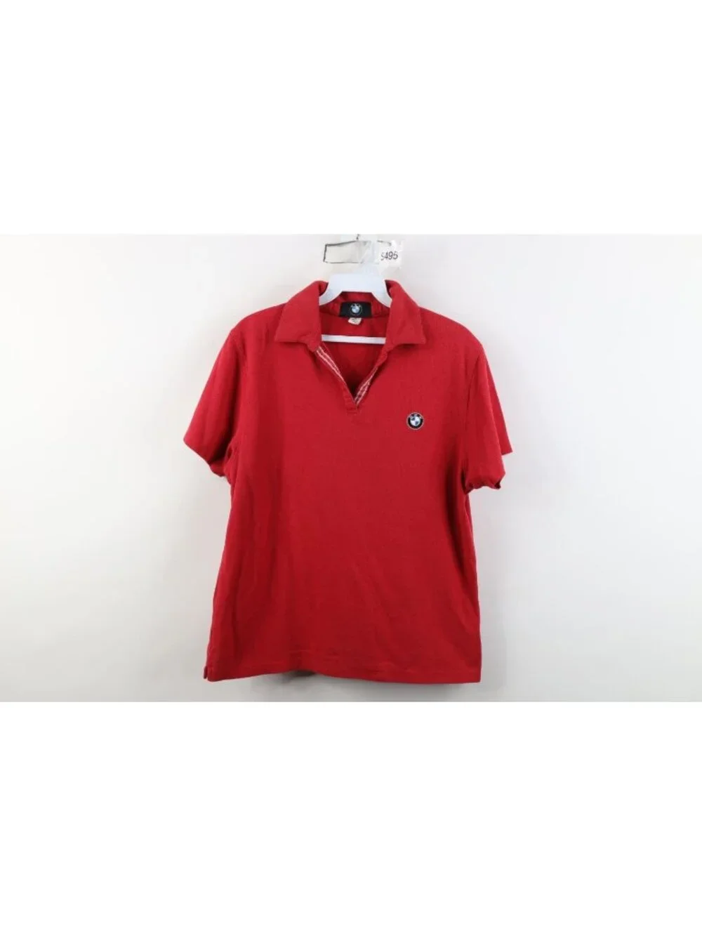 Vintage 90s Y2K Womens Large Faded BMW Car Racing Collared Golf Polo Shirt Red